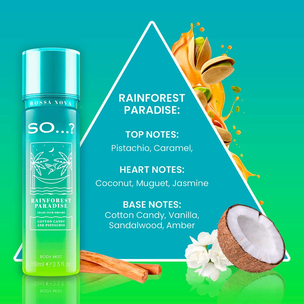Brume SO...? Bossa Nova Rainforest Paradise - Pistache, Coco, Barbe à Papa - 150ml
